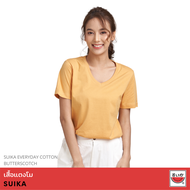 แตงโม (SUIKA) - เสื้อแตงโม คอกลม คอวี EVERDAY COTTON : BUTTERSCOTCH (เหลืองเนย)