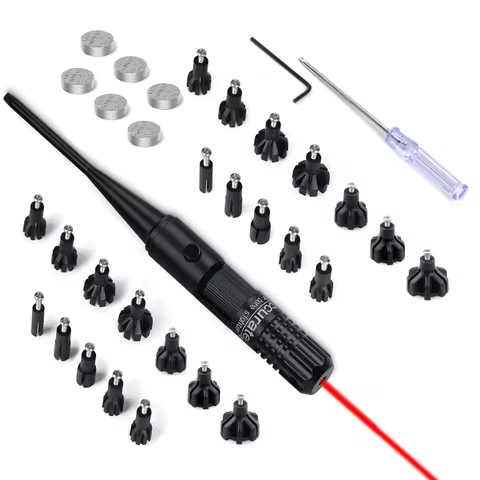 Laser Bore Sight Kit with Button Switch for.22 to 68 Caliber Rifles Handgun Red Laser Collimator