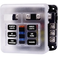 6 Way W/Negative Bus Blade Fuse Block, Atc/Ato Blade Fuses Holder Box With Warning Led Indicator, 10