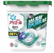 日本 P&G ARIEL BIO science Power Gel Ball 4D 炭酸機能抗菌洗衣球 室內晾衣用 12粒 綠色 平行進口