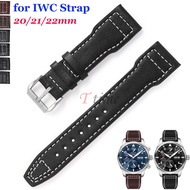 For IWC PILOT Mark Cowhide Strap 20mm 21mm 22mm Plain Leather Watch Band Bamboo Bracelet for Little Prince Iw327004/iw377714