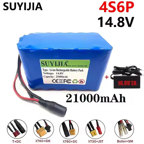 Original 14.8V 4S6P 21Ah 18650 rechargeable lithium-ion battery with built-in BMS for night fishing 