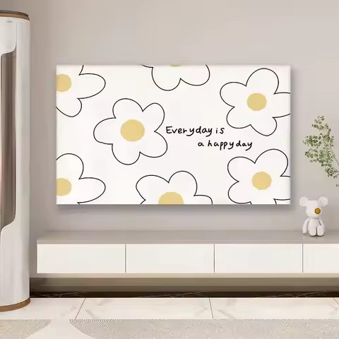 TV Screen Cover LCD Protection Dust Cover Household Hanging TV Cover Polyester Elastic Cloth French 