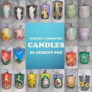 Scented Candles in cement pot flower design