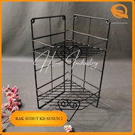 Black 2-tier corner shelf / bathroom shelf iron shelf / toilet shelf wall-mounted shelf / hanging sh