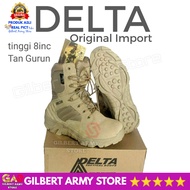 GILBERT ARMY STORE Sepatu Delta Pria Kulit Import Safety Boots Pdl Tinggi 8 Inc Tan Gurun Tactical