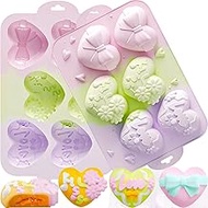 2 Pcs Heart Silicone Mold for Baking, 6 Cavities Heart Shaped Cake Pans Chocolate Mold Cake Mould fo