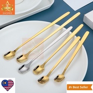 (MW)1PC Stainless Steel Square-Headed Teaspoon Long Handle Cutlery Coffee Tea Spoons Dessert Ice Cre