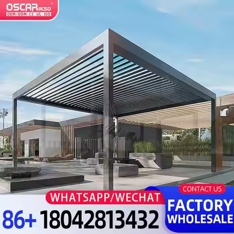 4X5 4x2 4x3 4x4 5x5m Wooden Slatted s Aluminum Bioclimatic Attached s Outdoor Waterproof Pergola