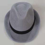 Fedora Hat Light Gray Velvet Fedora Hat Light Gray Plain Adult Men Women
