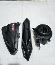 Paket 3pcs Beat new Cover Tutup Filter Carbon + Tutup Kipas Carbon + Tutup Knalpot Carbon Honda Beat Deluxe- Beat Street 2020-2023