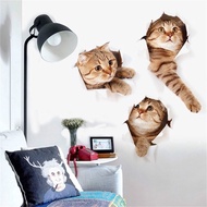 【 Residence】1PC น่ารัก3D แมวแมวสติ๊กเกอร์ติดผนัง3D แมวแมวสติกเกอร์ห้องน้ำหน้าแรกห้องนอน Vivid แมวสติกเกอร์รถ