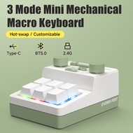 3 Modes Customized Macro Typewriter-style Keyboard Bluetooth 6Keys 2Knobs Mini Keyboard Support Hots