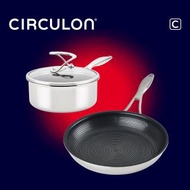 美亞 - (電磁爐適用) 3件易潔鍋具套裝 (有蓋單柄鍋及不黏煎鍋) - Circulon (#30029_30034)