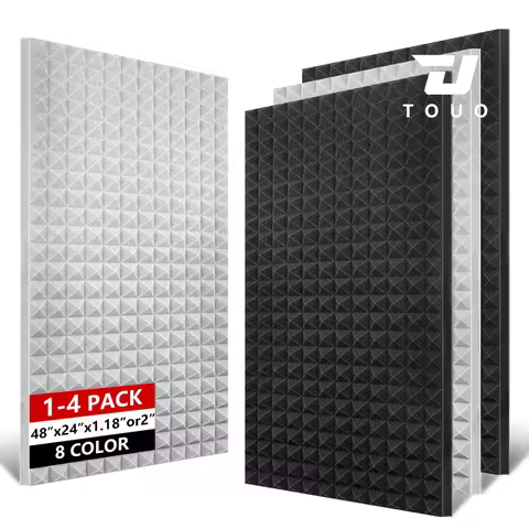 TOUO Pyramid 1-4Pack Acoustic Foam Panels 47.2"x23.6" Soundproof Insulation for Music Studio Wall No