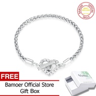 BAMOER หัวเข็มขัดรูปหัวใจ925เงินสเตอร์ลิงสร้อนคอแนวพังค์ถักธรรมดาลิงค์โซ่เงินสำหรับผู้หญิง BSB132ของ