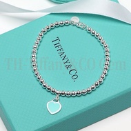 Exclusive Deal 24hrs Only! | Return To Tiffany Silver Bead Bangle | Red Agate Heart | Engraved Tag |