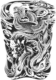 Cool Tattoos,Japanese Style Phoenix,Phoenix Tattoos,Resilience,Real Tattoo Look,Lasts 1-2 Weeks,Wate