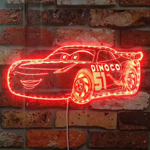 Cruz Ramirez Mcqueen Cartoon Neon LED Sign with Dynamic RGB Colors