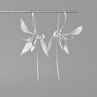 "Orchid of the Valley" 999 sterling silver orchid earrings o《空谷幽兰》999纯银兰花耳环 原创设计 立体兰花朵中国风新中式8.24