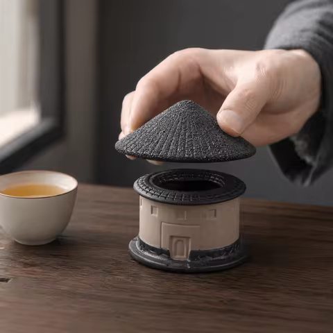 Teas Ceremony Hakka Tulou Tea Strainer Non-Porous Portable Microporous Ceramic Coffee Filter Reusabl