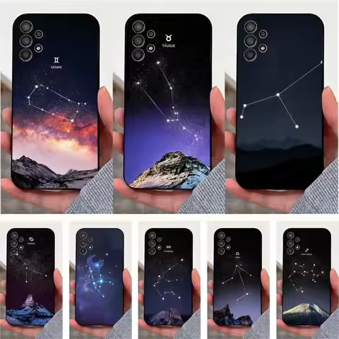 twelve Constellation Phone Case For Samsung S25,S24,S23,S22,S20,S21,S10,Ultra,Plus,Lite,FE,Soft Sili