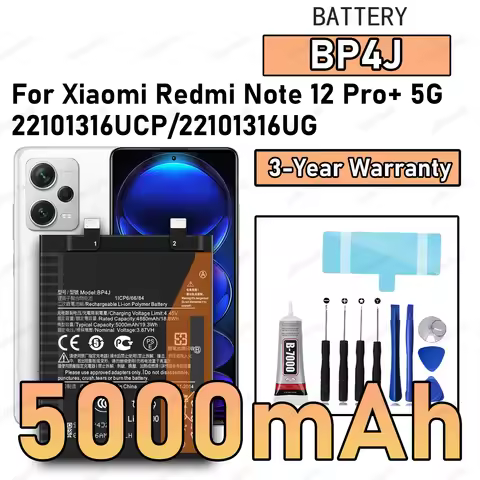 100% New High Quality BP4J Battery For XIAOMI Redmi Note 12 Pro + 5G/22101316UPC Phone Replacement B