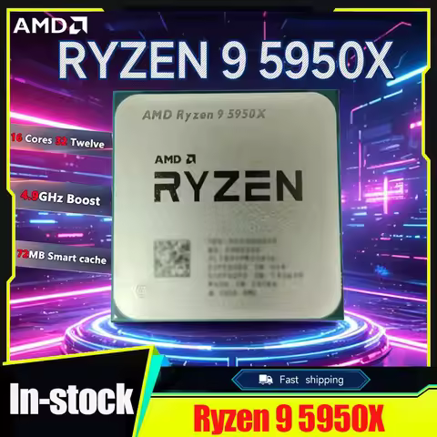 AMD Ryzen 9 5950X Tray Version 16-Core 32-Thread 3.4GHz (4.9GHz Boost) Socket AM4 105W Desktop Proce