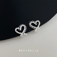 Fashionable Commuting Micro-Inlaid Zircon Heart-Shaped Mosquito Coil Clip-On Earrings with Elegant L