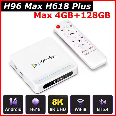 2026 All New H96 Max H618 Plus Android 14 TV BOX Allwinner H618 Max 4GB 128GB 8K Video Decoding BT5.