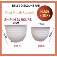 Pasu putih pasu bulat plastik | plastic white pot | gardening | Pasu bunga putih murah | Pasu Plasti