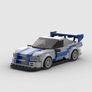Skyline GTR R34 MOC ความเร็วแชมป์อาคารบล็อกเมืองกีฬาแข่งรถของเล่น DIY สำหรับเด็กเด็ก