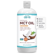 AS-IS Simply Premium MCT Oil C8 & C10 | Unflavored | 100% from Non-GMO Coconuts | Perfect for Mornin