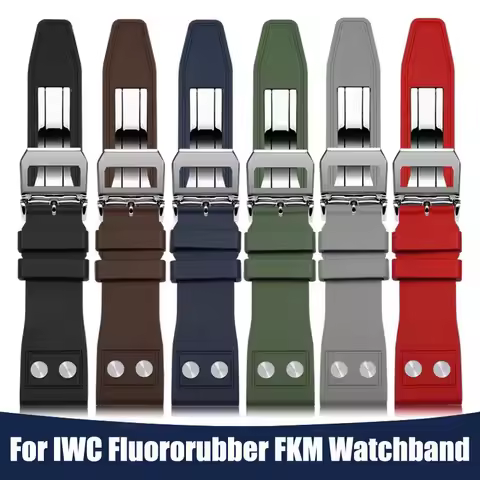 20mm 21mm 22mm Nature Soft Fluororubber FKM Rubber Watchband For IWC Strap Big Pilot Portofino TOP G