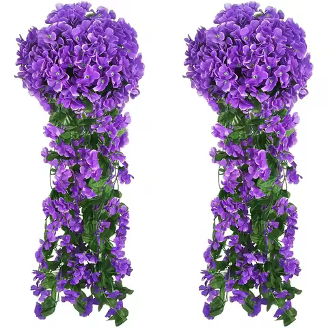78CM Violet Artificial Flower Wall Hanging Basket Flower Orchid Fake Flower Simulation Valentine Day