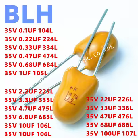 10PCS DIP Tantalum capacitor 35V 1UF 1U 105L 2.2UF 2.2U 225L 3.3UF 3.3U 335L 4.7UF 4.7U 475L 6.8UF 6