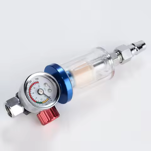 G1/4in Thread Spray Paint Gun Air Pressure Regulator Pressure Regulating Adjusting Valve Gauge 0-140