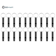 20 Pack Aluminum Whistle, Sports Whistle, Emergency Survival Whistles with Key Chain,Black