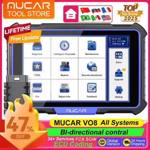 MUCAR VO8 Professional Diagnostic Tools OE Full System OBD2 Scanner With ECU Coding 34 Reset Lifetim