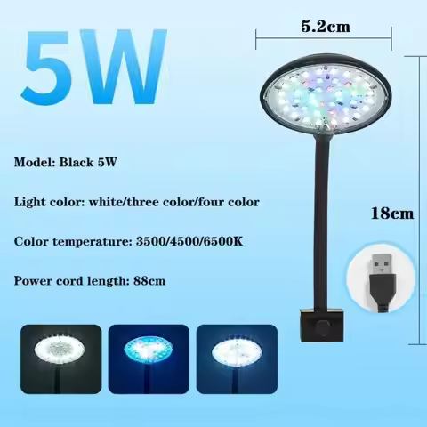 Mini Fish Tank Clip Lamp 5/7W Energy Saving LED Aquarium Light Anti-splash Water Plastic Aquarium Pl