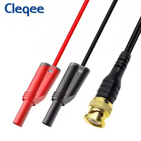 Cleqee P1064 Gold-plated BNC to Dual 4mm Shrouded Banana Plug Test Lead Stackable Pure Copper Q9 Osc