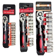 Sok Wrench set 1/2" 12PCS, CR-V Drive Socket Wrench set 3/8" 1/4" Handle 12 PCS, shock Wrench, shock