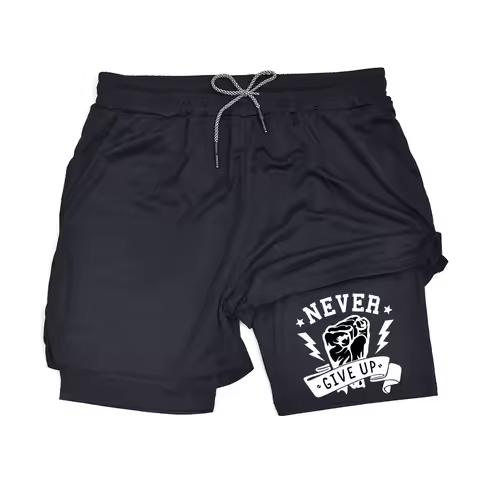 Men 2 in 1 Double Layer Running Shorts Sports Casual Gym Workout Brand Mesh Breathable Basketball ru