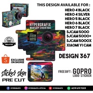 GOPRO HERO 4 , HERO 5 , HERO 6 , HERO 7, SJCAM 5000 , XIAOMI YI CAM 2K STICKER SKIN (DESIGN 367)