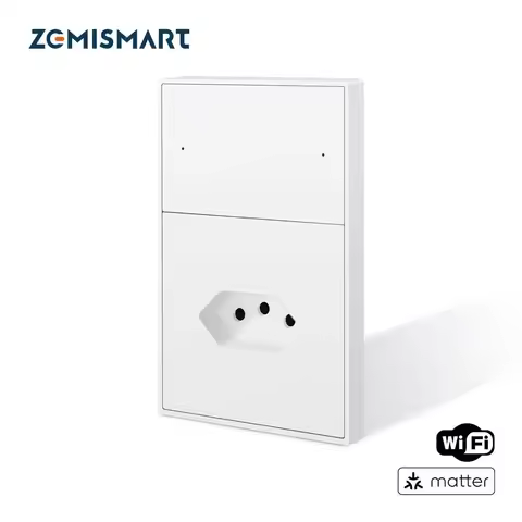 Zemismart Matter Over WiFi 10A Brazil Socket with 2 Gangs Light Switch Support Tuya Google Home Smar