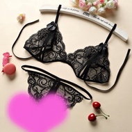 Sexy 2-Piece Lingerie Set Lace Slit Bottom Panties 4 Colors Red, Pink, White, Black Sexy Lingerie