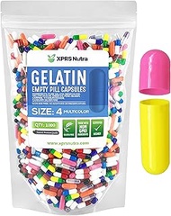 Capsules Express- Size 4 Multi-Colored Empty Gelatin Capsules - Kosher - Pure Gelatin Pill Capsule -