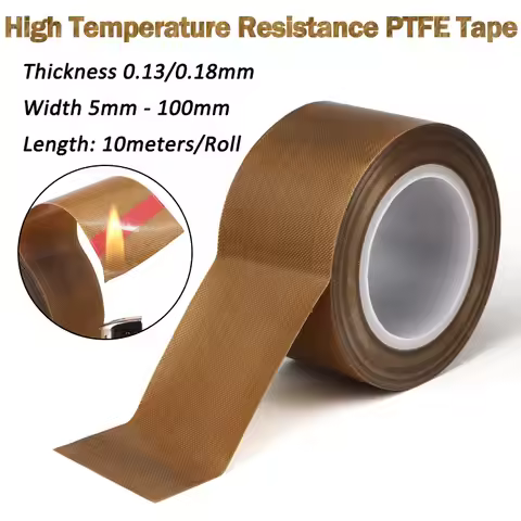 10M/Roll High Temperature Resistance PTFE Tape Thickness 0.13/0.18mm Width 5 - 100mm Heat Insulated 