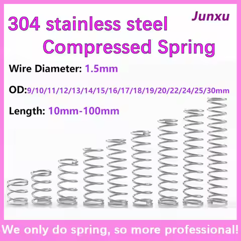 5-10pcs/Lot 1.5mm Stainless Steel Micro Small Compression Spring OD 9/10/11/12/13/14/15/16/17/18/19/