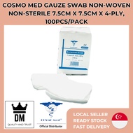 【SG Ready Stock】Cosmo Med Gauze Swab Non-Woven Non-Sterile 7.5cm x 7.5cm x 4-Ply, 100pcs/pack